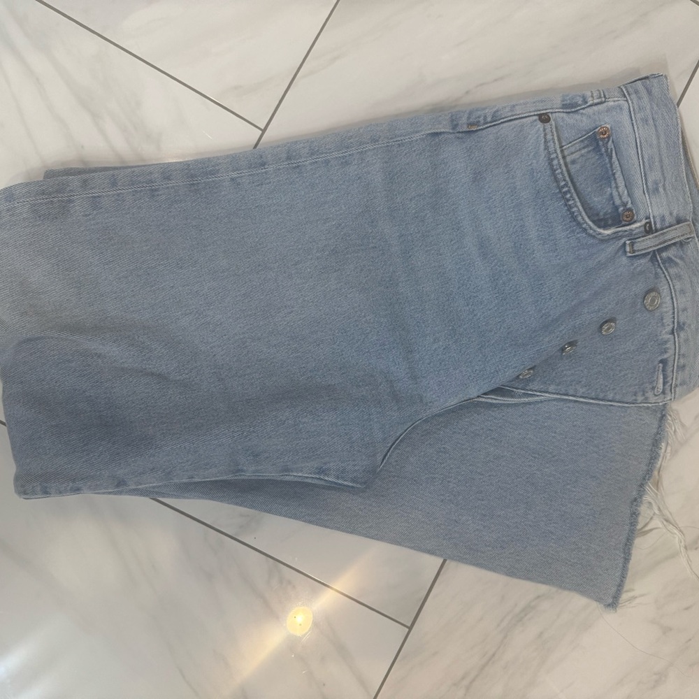 Size 26 Agolde Criss Cross High Rise Distressed Straight-Leg jeans